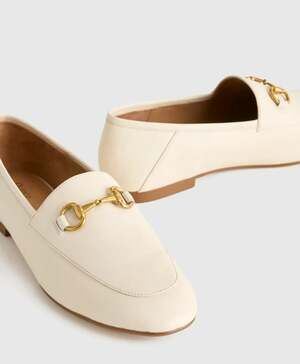 Women's Italian Leather Horsebit Loafer in Bone,